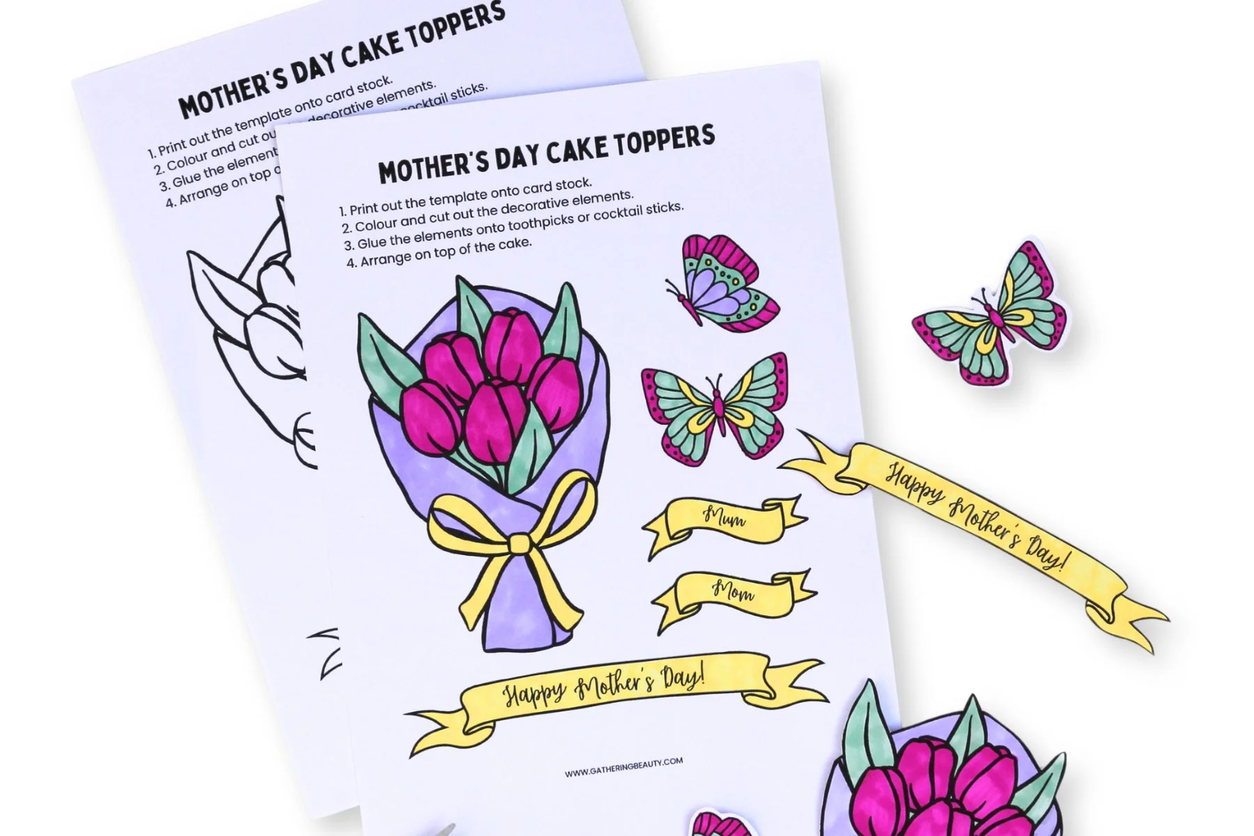 Free Printable Mother's Day Cake Toppers — Gathering Beauty