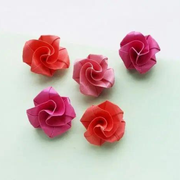 Origami paper roses.