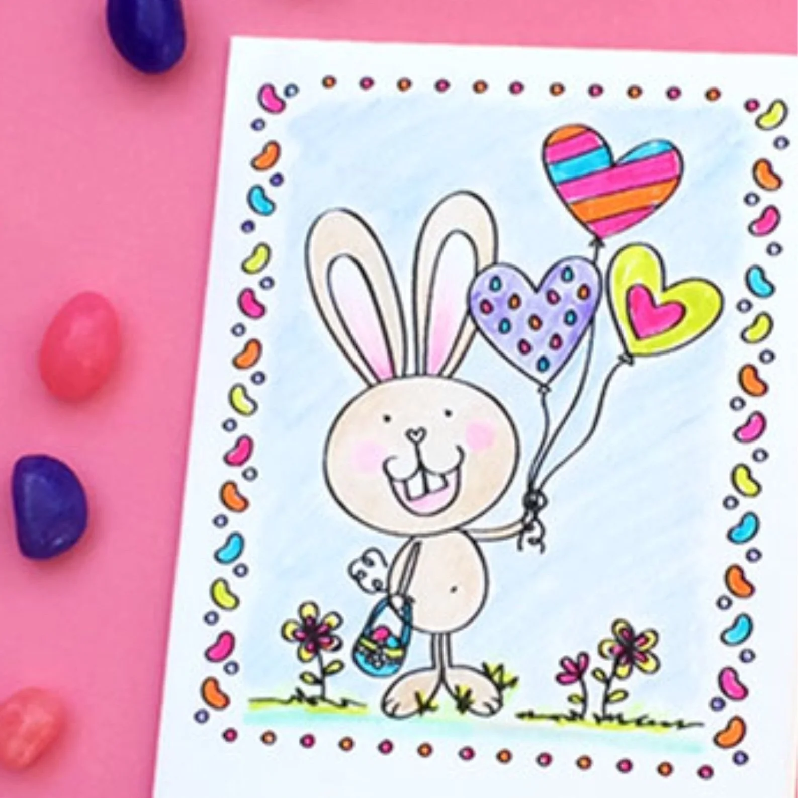 Easter Card Colouring Page