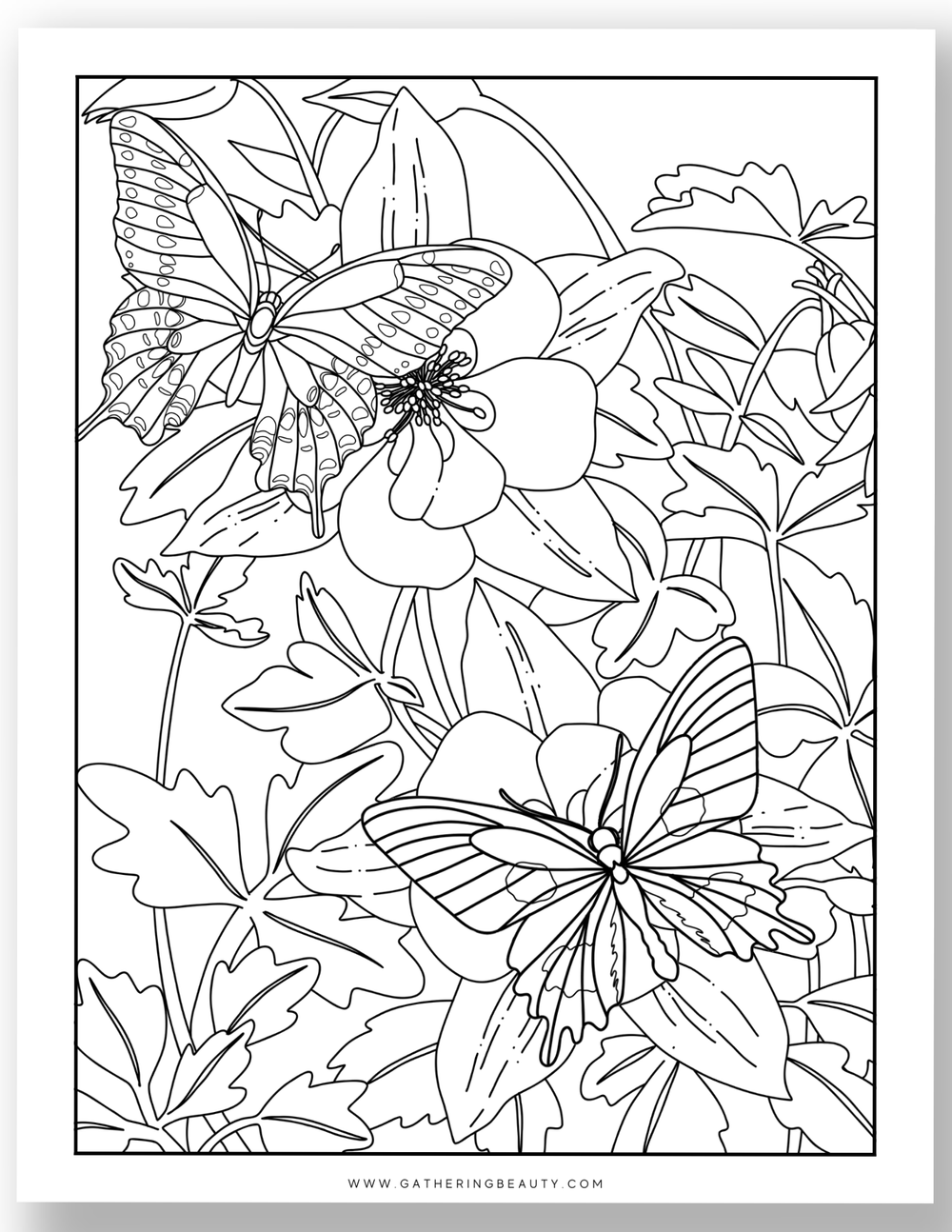 Butterfly And Flowers Colouring Pages - Free Printable — Gathering Beauty