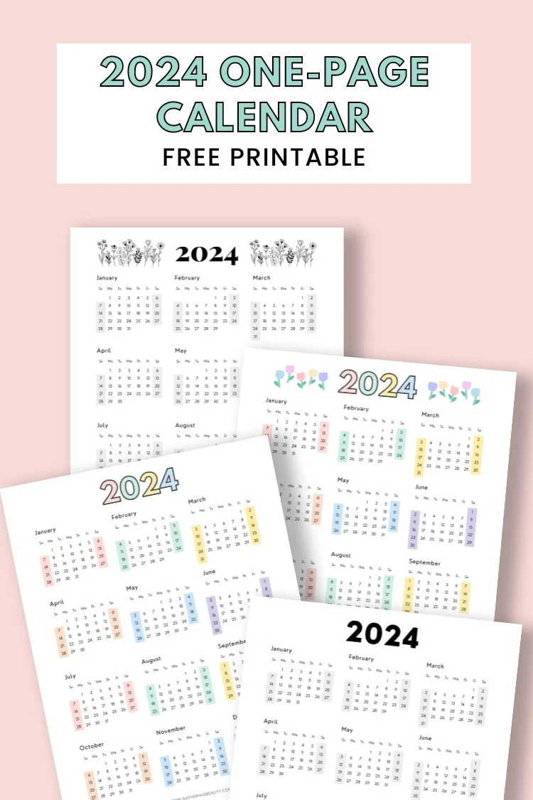 Free 2024 Printable Calendar One Page — Gathering Beauty