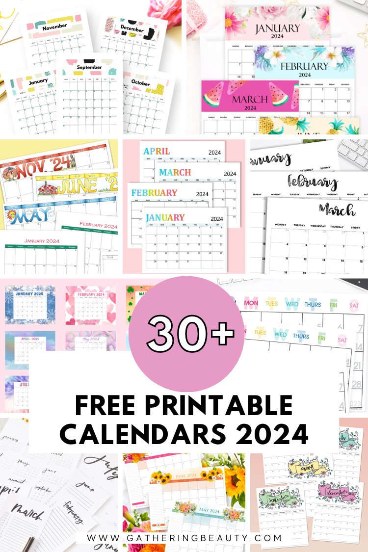 Printable Calendar  Free Printable Monthly Calendars to Download for 2024