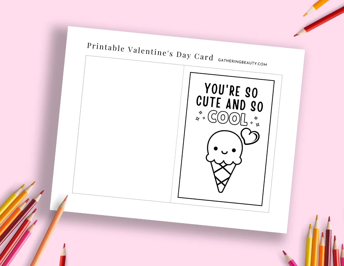 Free Printable Valentine's Cards To Colour — Gathering Beauty