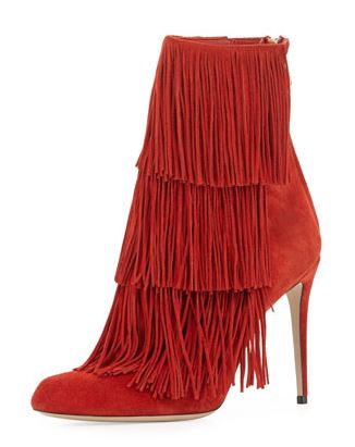  Paul Andrew Red Fringe Ankle Boot 