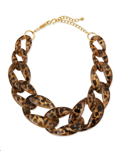   Kenneth Jay Lane leopard print link necklace, Neiman Marcus  