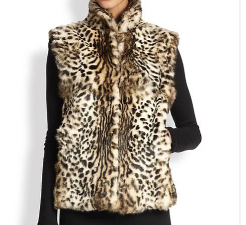   Adrienne Landau leopard print rabbit fur vest, Saks Fifth Avenue  