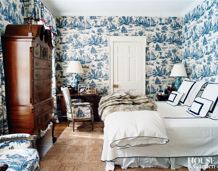 Dress your bedroom walls with whimsy - Image via (First appeared in House & Garden)