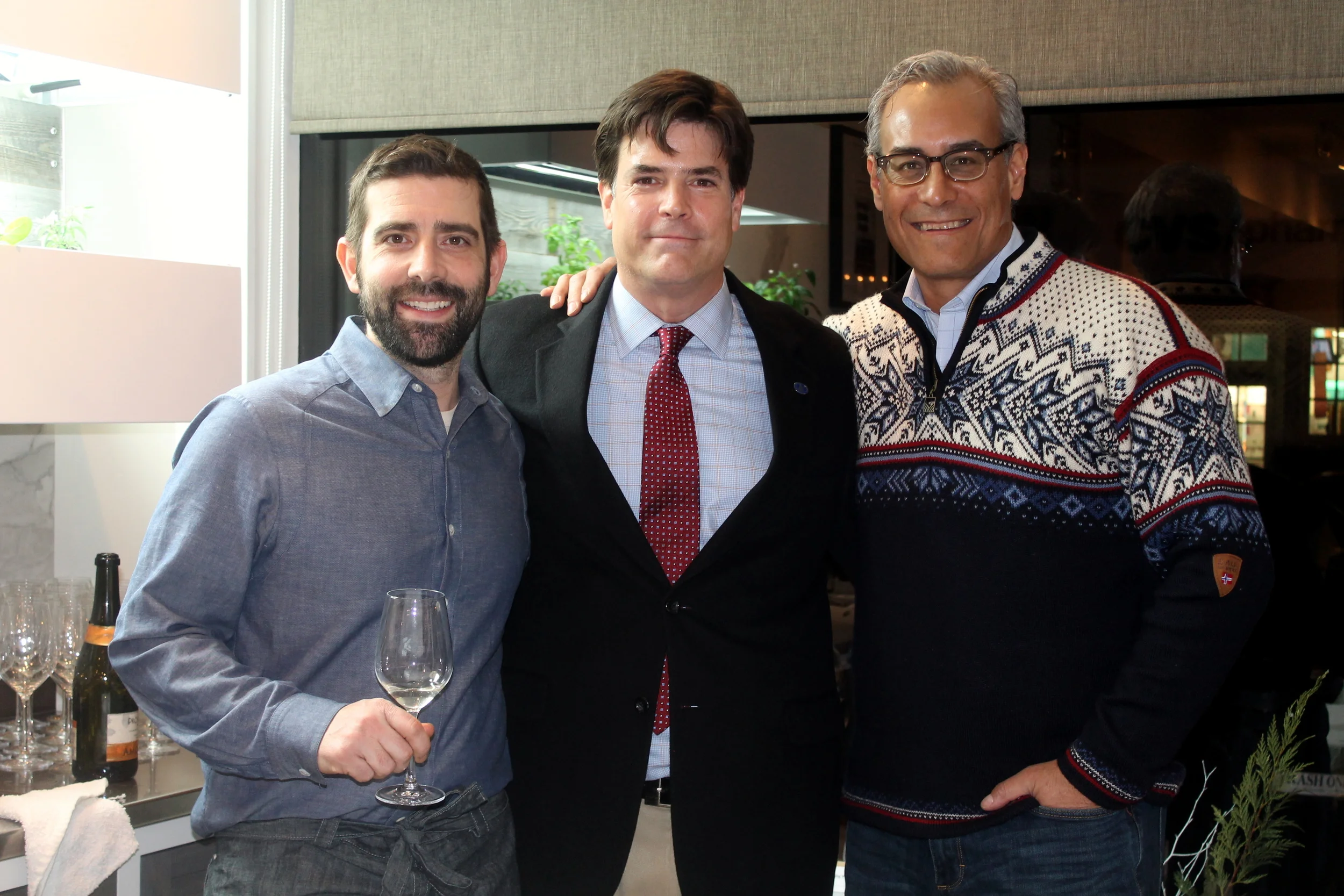 Garrison Gunther, owner Cook & Craft; Rob Petz, Manager Old Greenwich Fine Wine and Cheese; Chuck Wheelock, owner/designer Wheelock Maidique