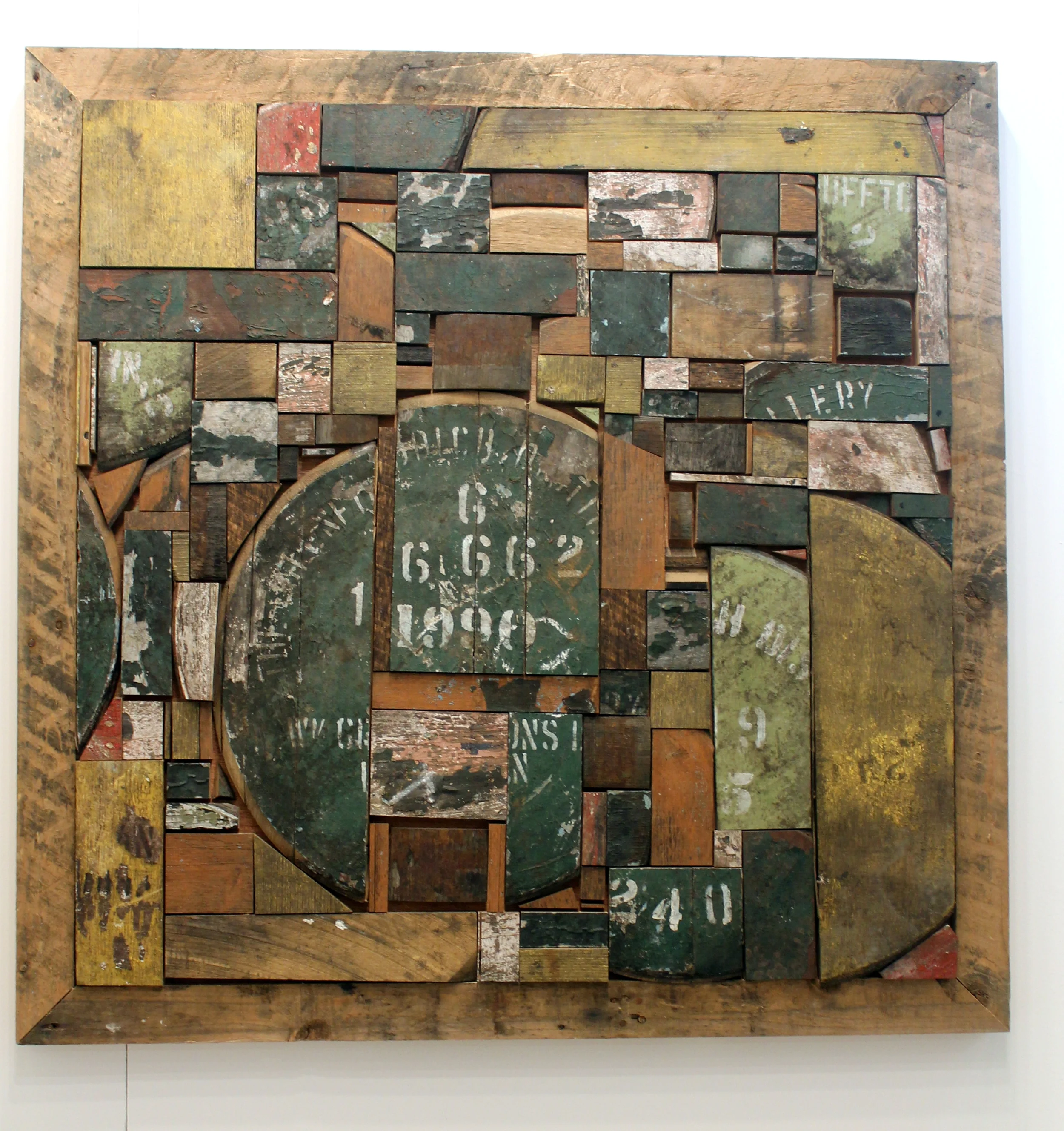 This wood assemblage by Michael Sanzone was created from wood found at an Irish whiskey distillery. For more visit Kathryn Miriam's website.