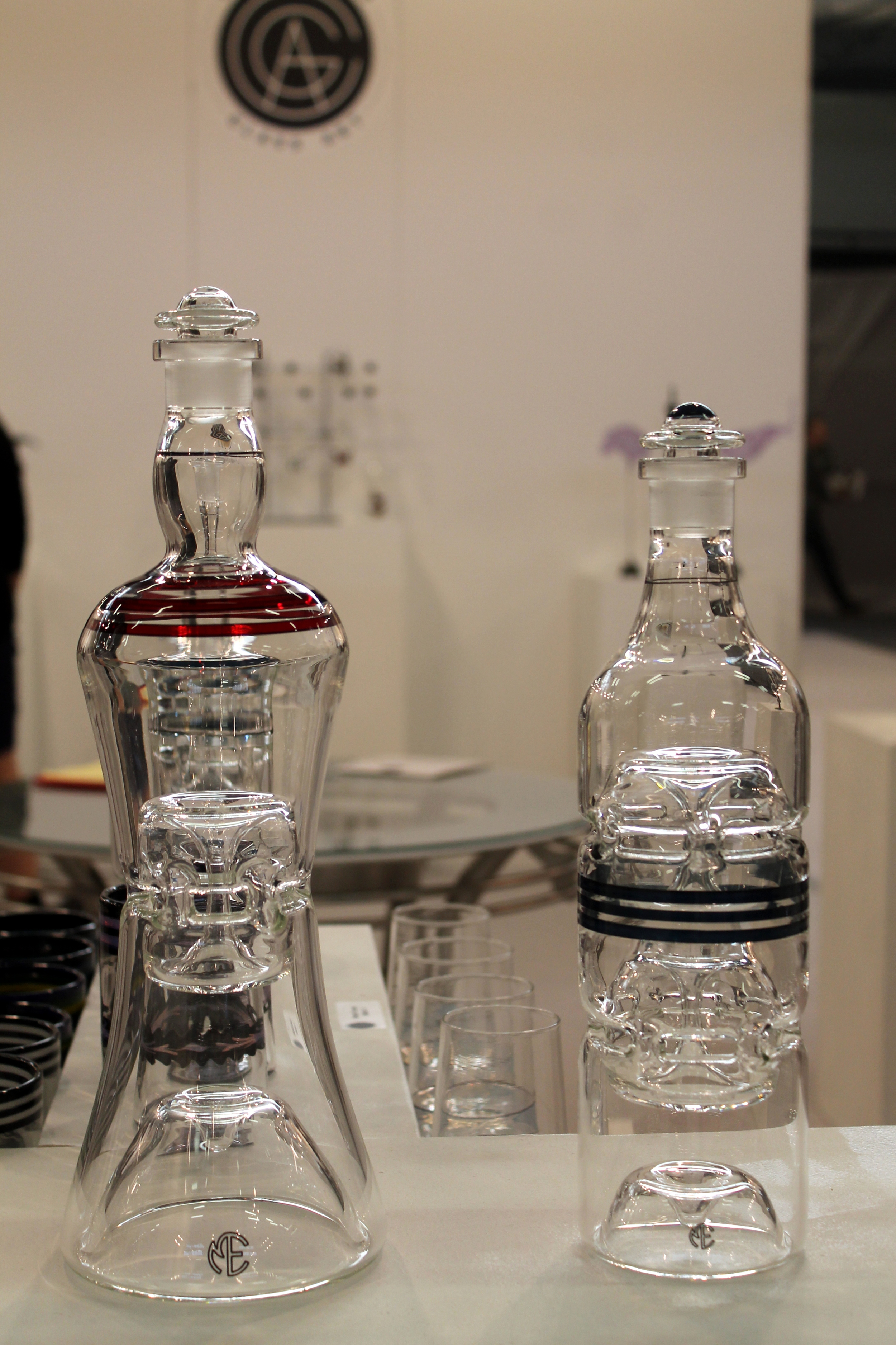 I was quite taken by the beauty of these glass decanters by Chesterfield Glass Art . 