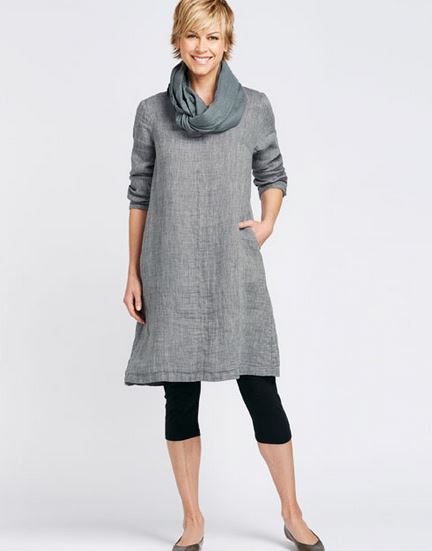 Loose fitting, casual and elegant, this linen tunic is perfectly suited to the more mature woman. Image via Flax Designs