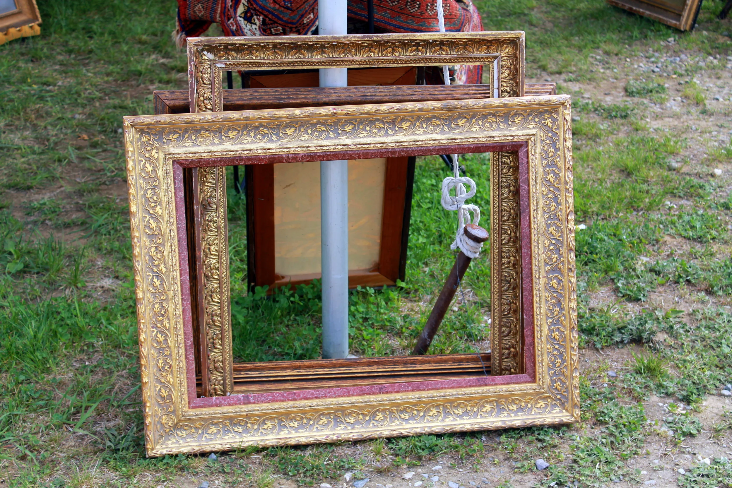 Frames can be expensive. Flea markets and antique shows are great places to acquire some at a great price. Don't worry about the imperfections - Slight imperfections can be covered up with some paint - Try black lacquer or gold.