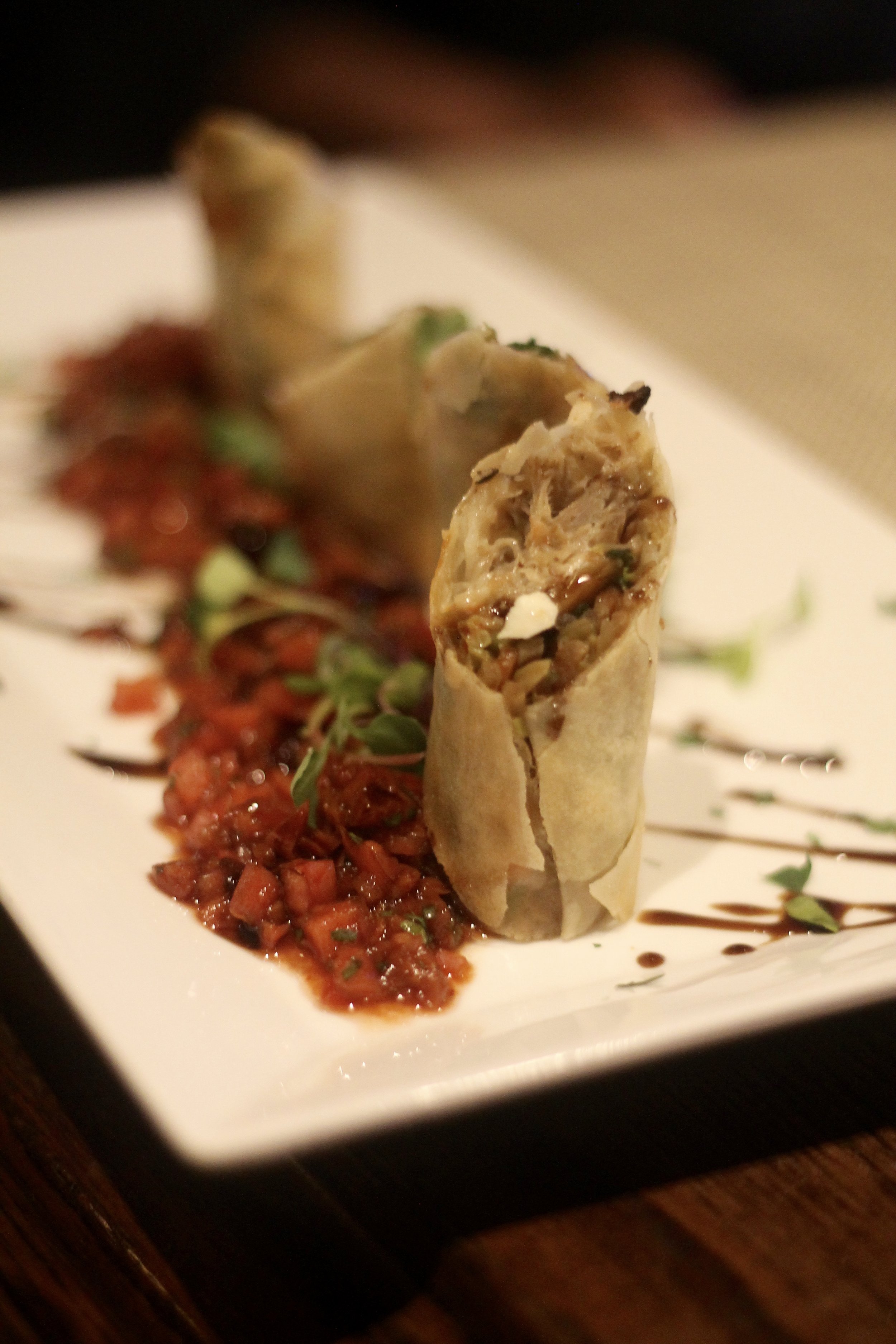Quintessentially Connecticut :: Celebrate Spring at Saybrook Point Inn, Old Saybrook, Connecticut (Image via Jessica Ryan) Mouthwatering appetizers are a great start to any meal. The Duck Confit Spring Roll with Goat Cheese, Chipotle-Cherry Salsa Cruda was beyond!