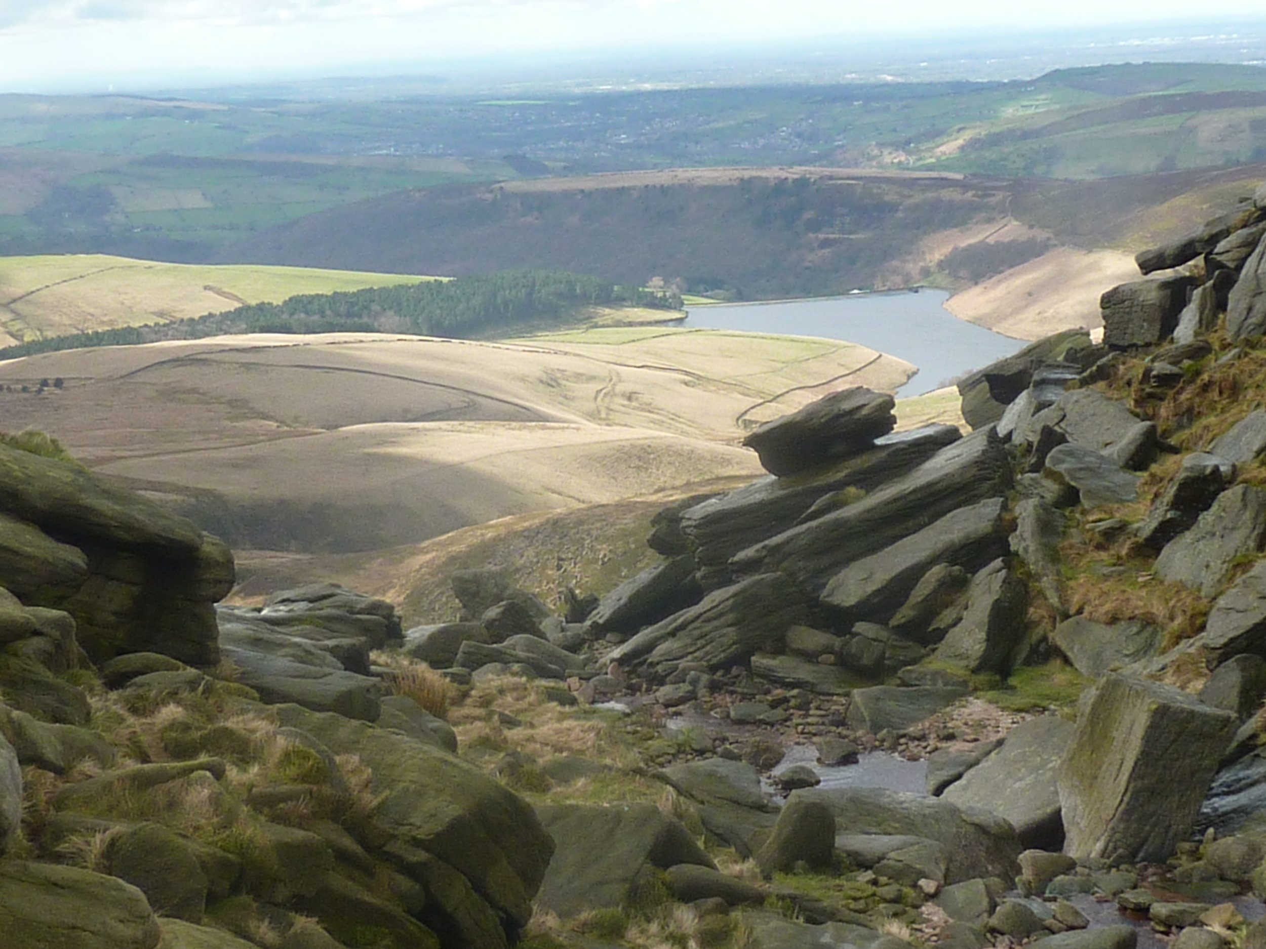 Almost there....view from Kinder Downfall on the last run on March 31st....total solitude as I passed one of my favourite places 
