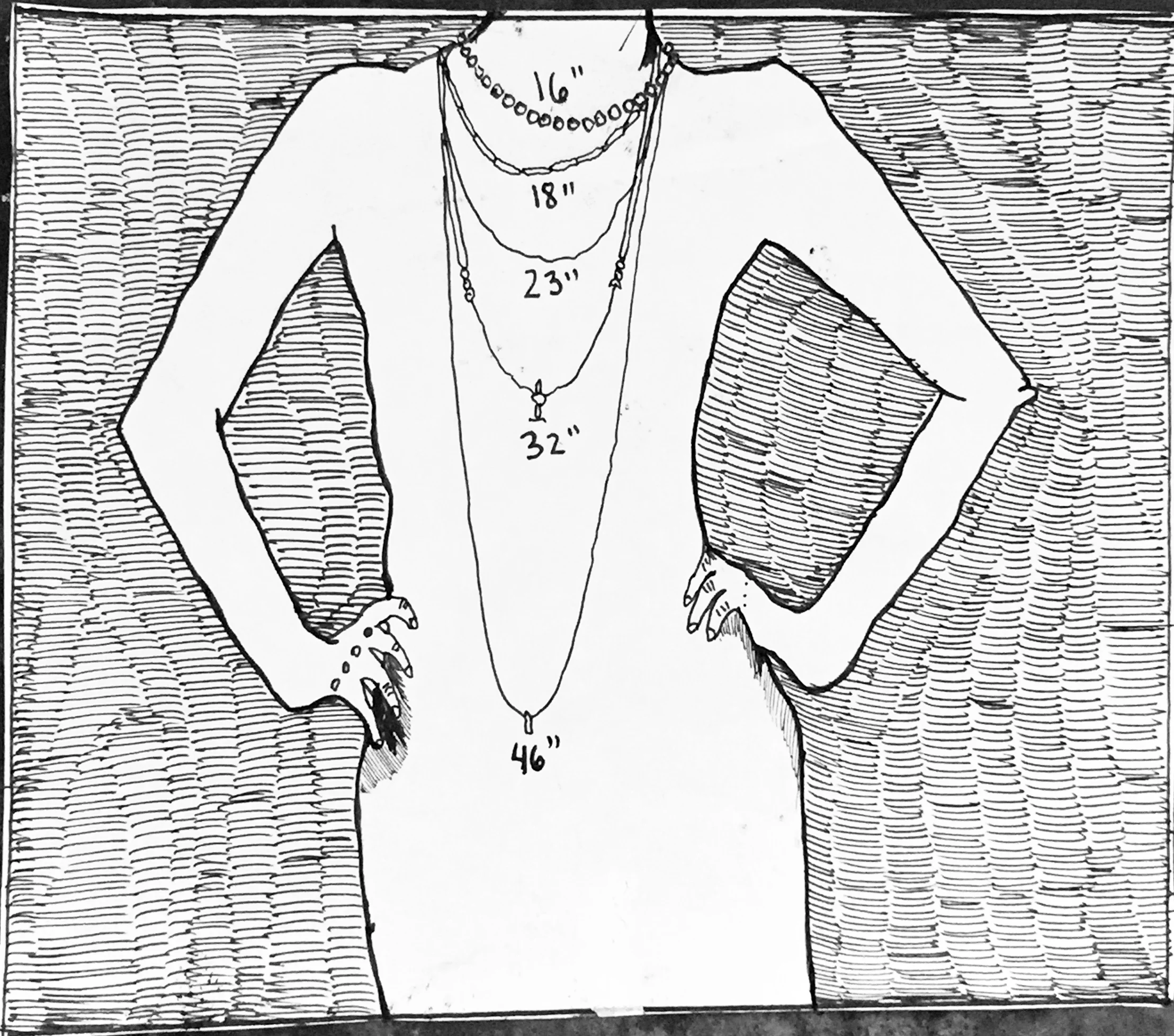 NECKLACE LENGTH EXAMPLES ~ Drawing by BIANCA STONE 