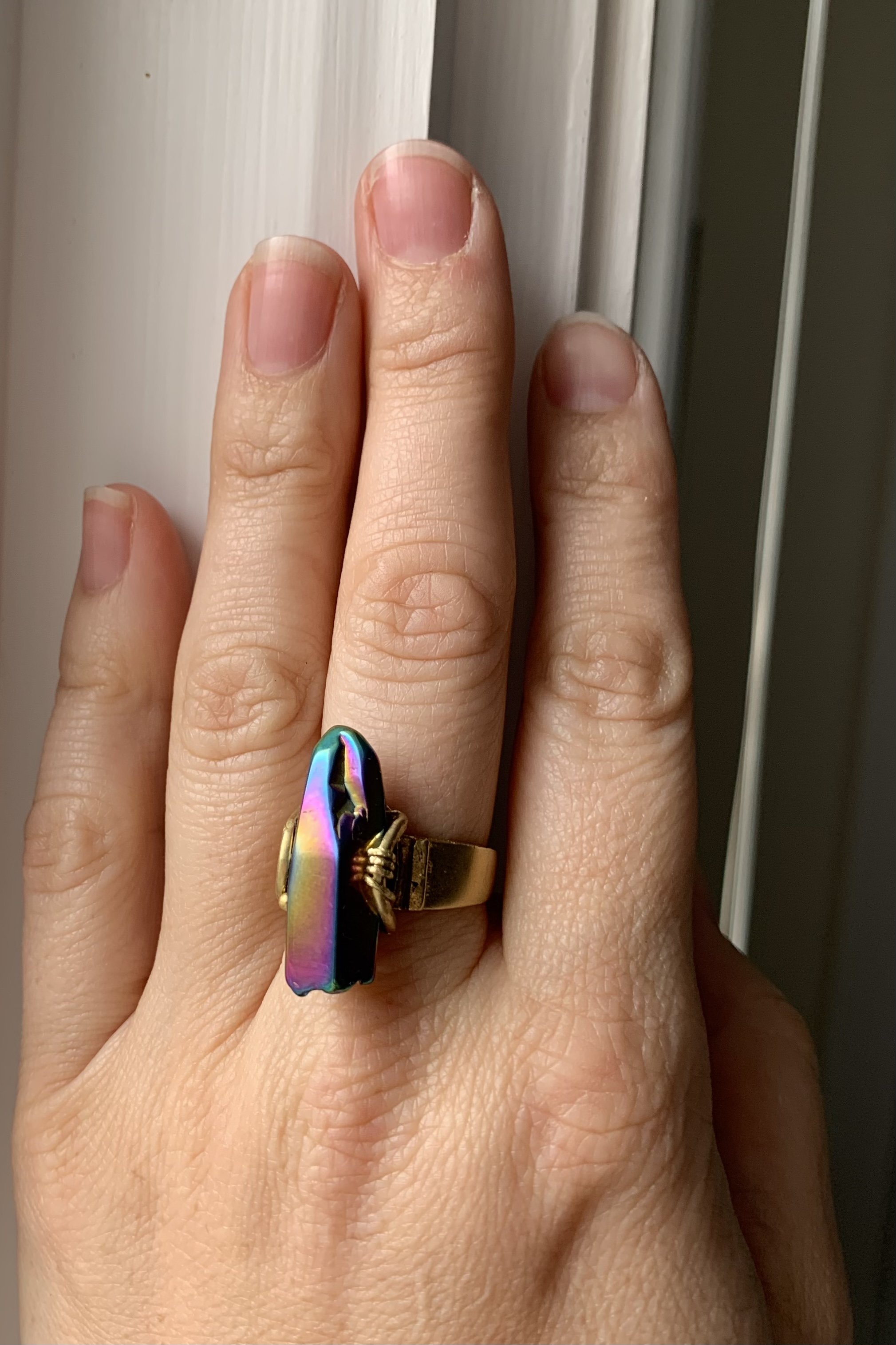 RAINBOW QUARTZ WIRE WRAP RING