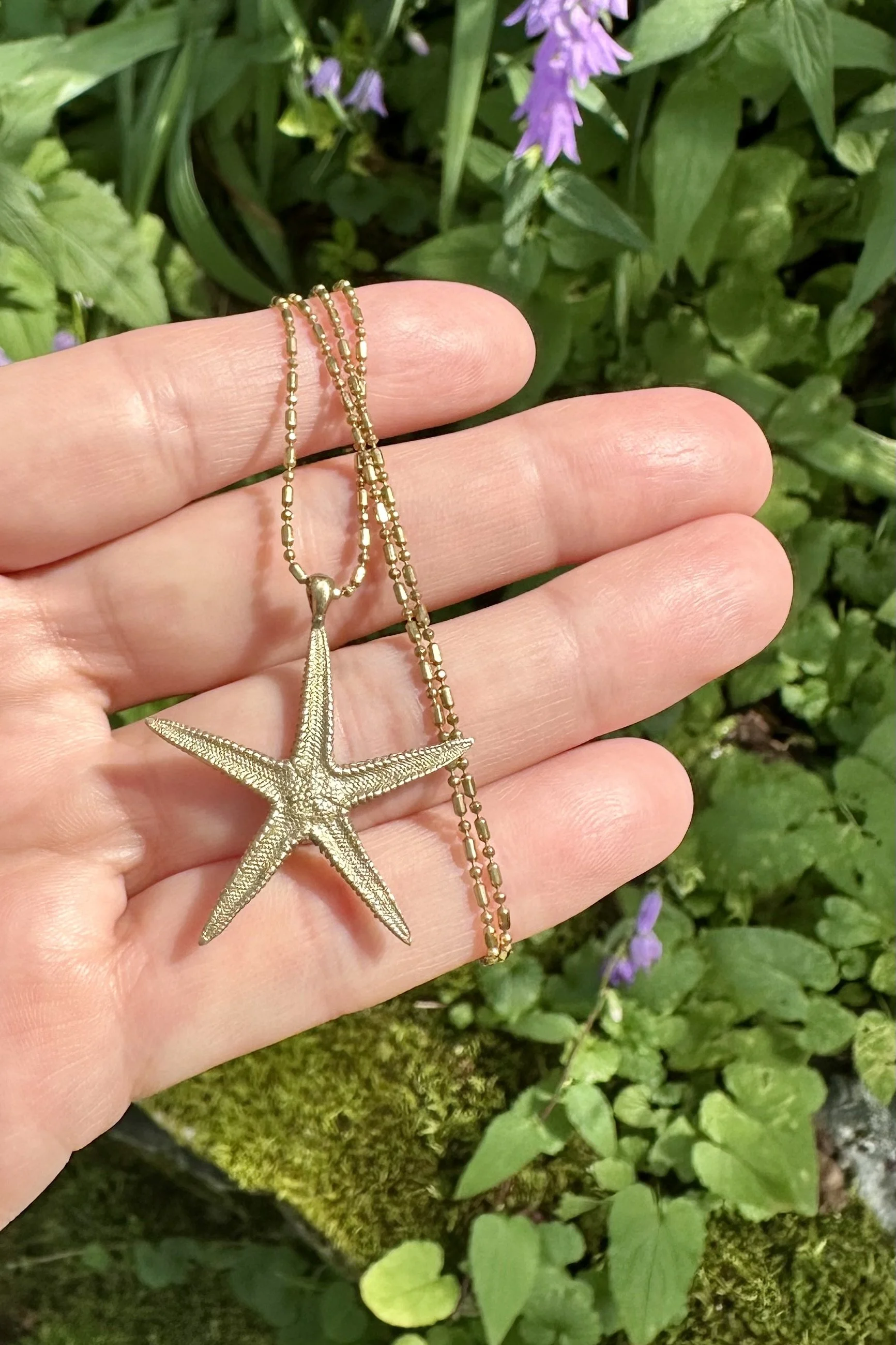 Brass starfish necklace
