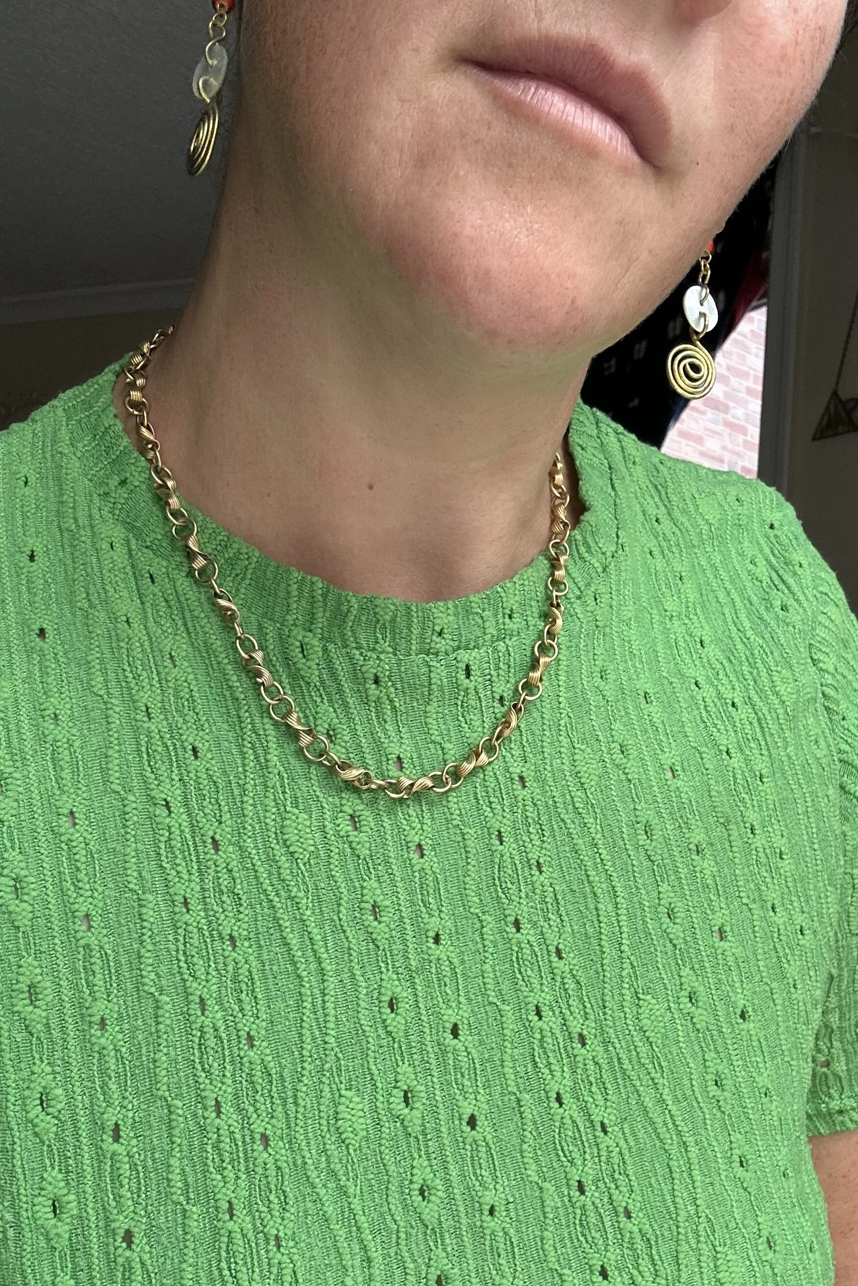 vintage matte golden knot twist chain