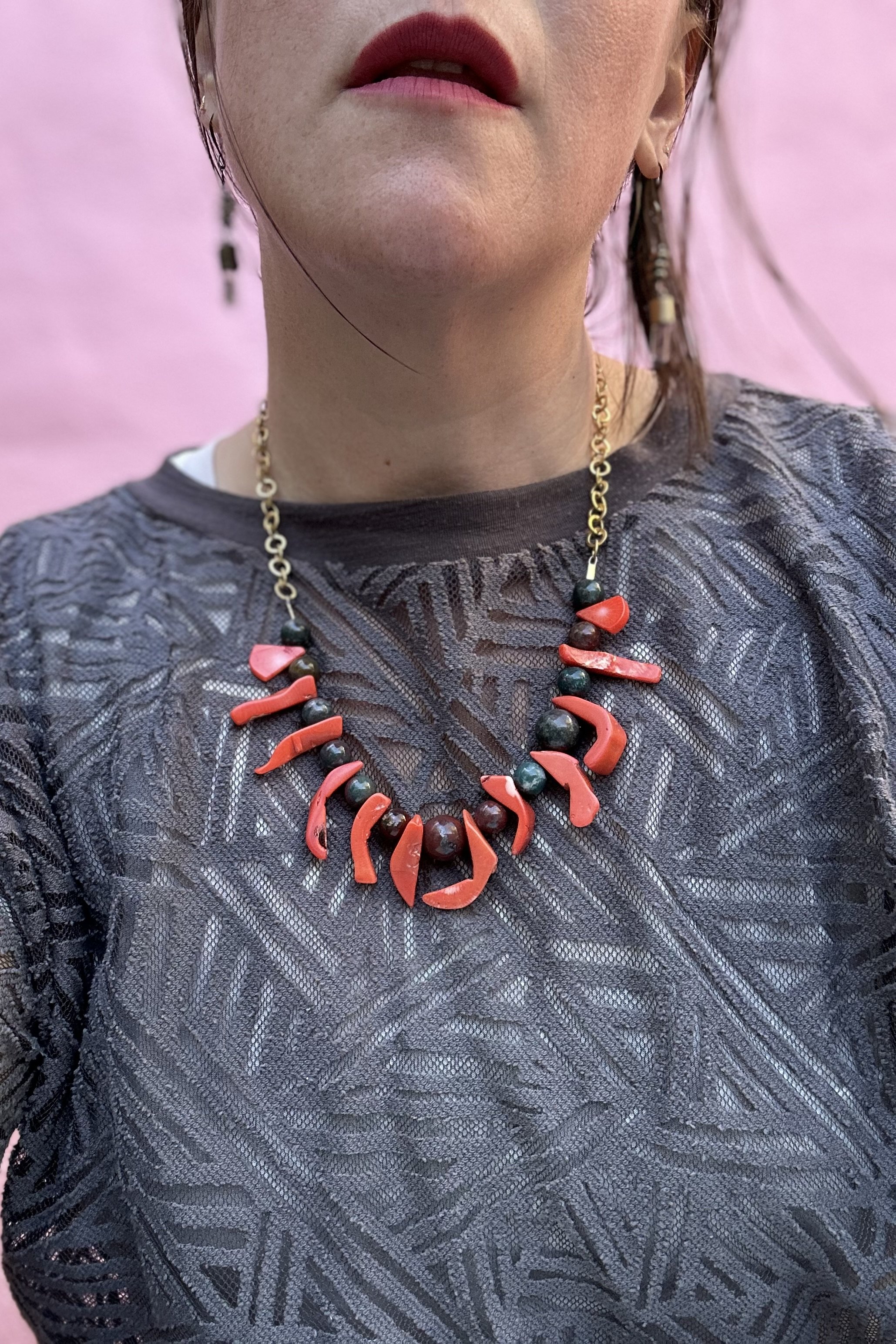 coral fire collar necklace