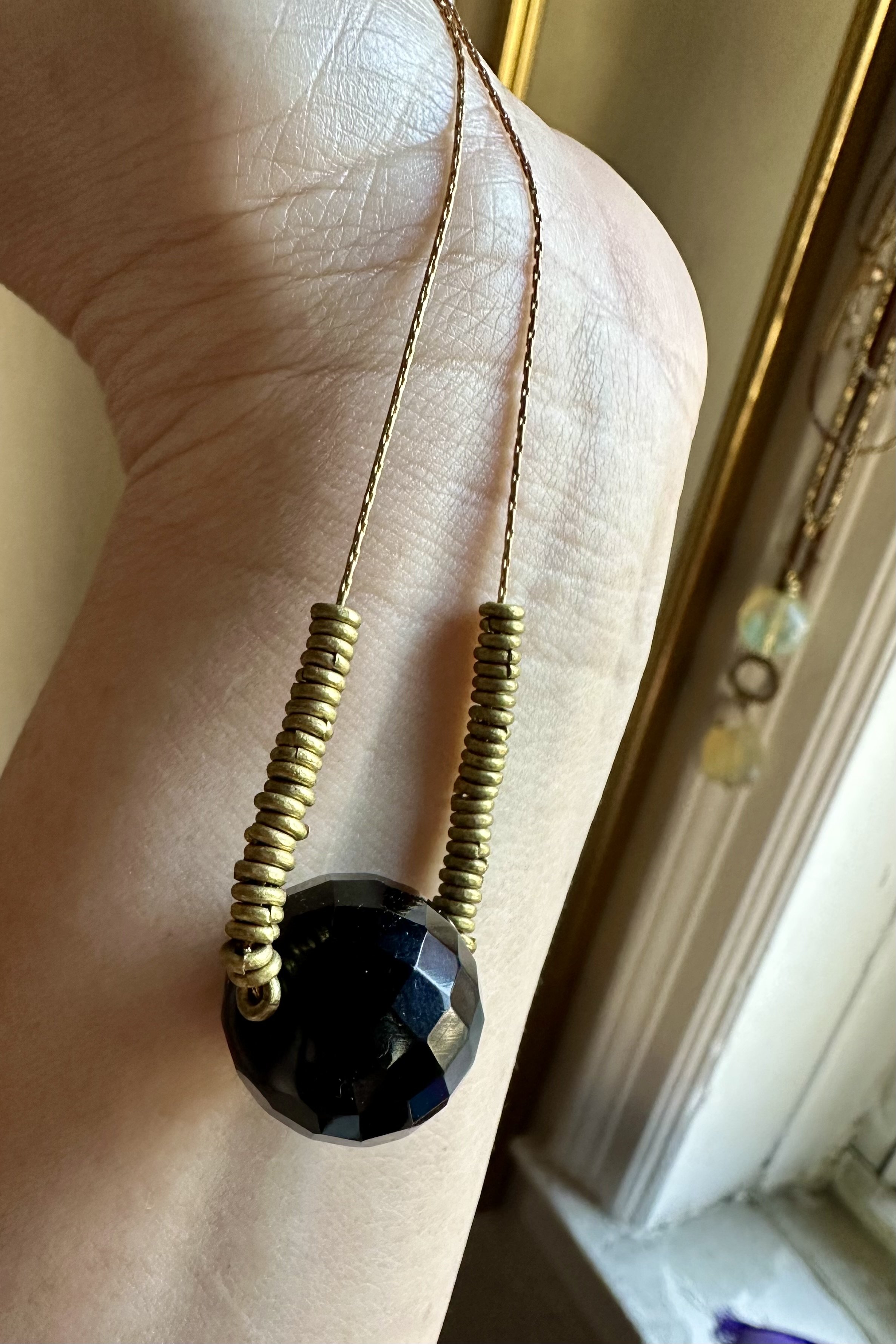 Disco Ball Onyx with Brass Pod Beads