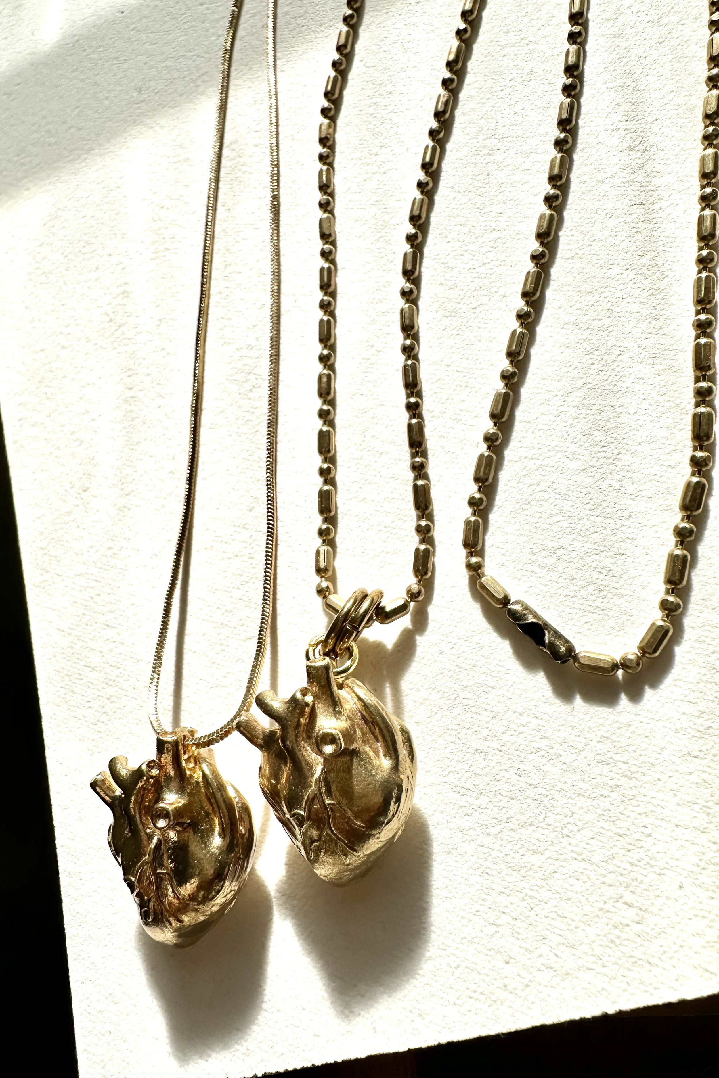 brass anatomical heart necklace