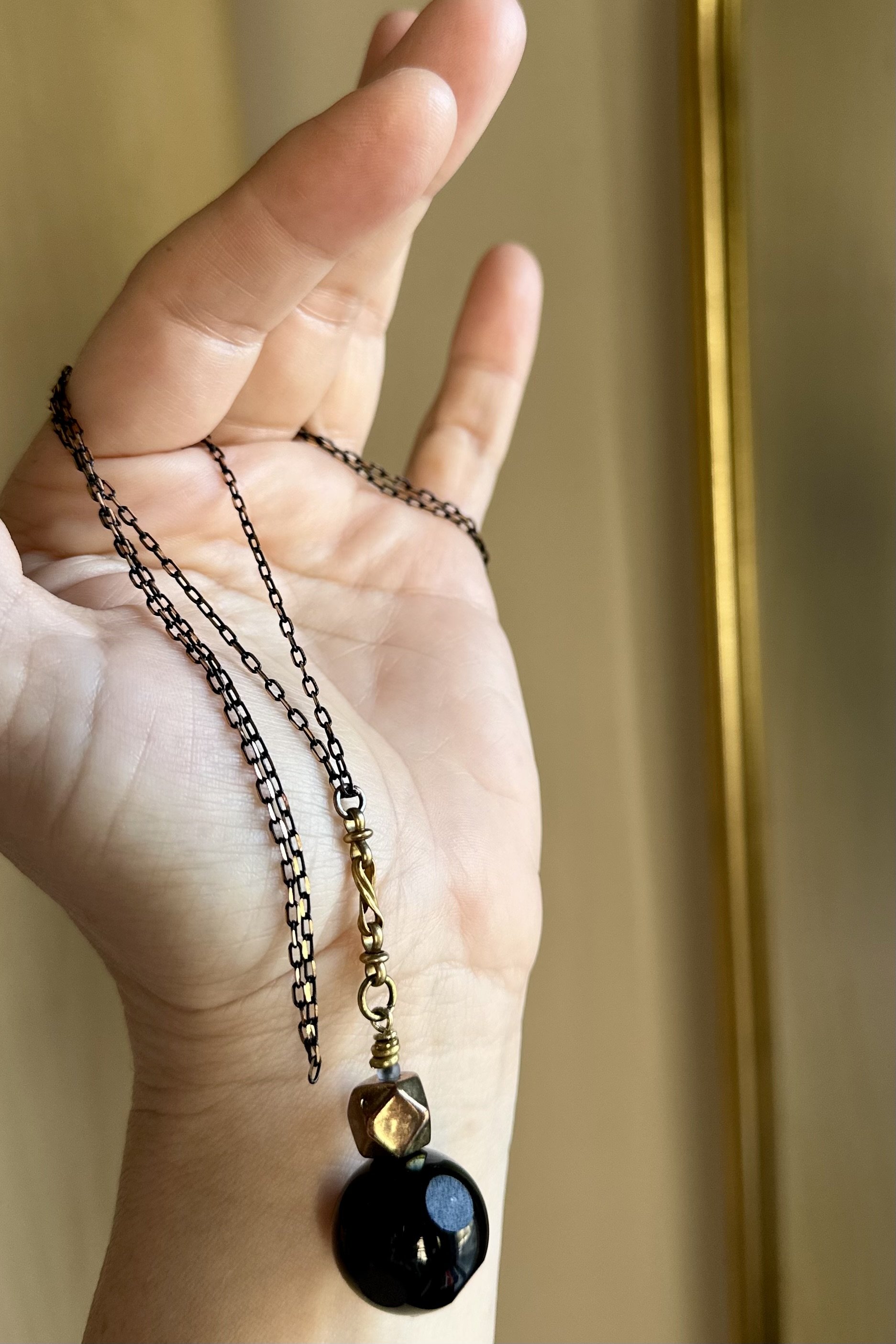 Polka Dot Onyx Orb Chain