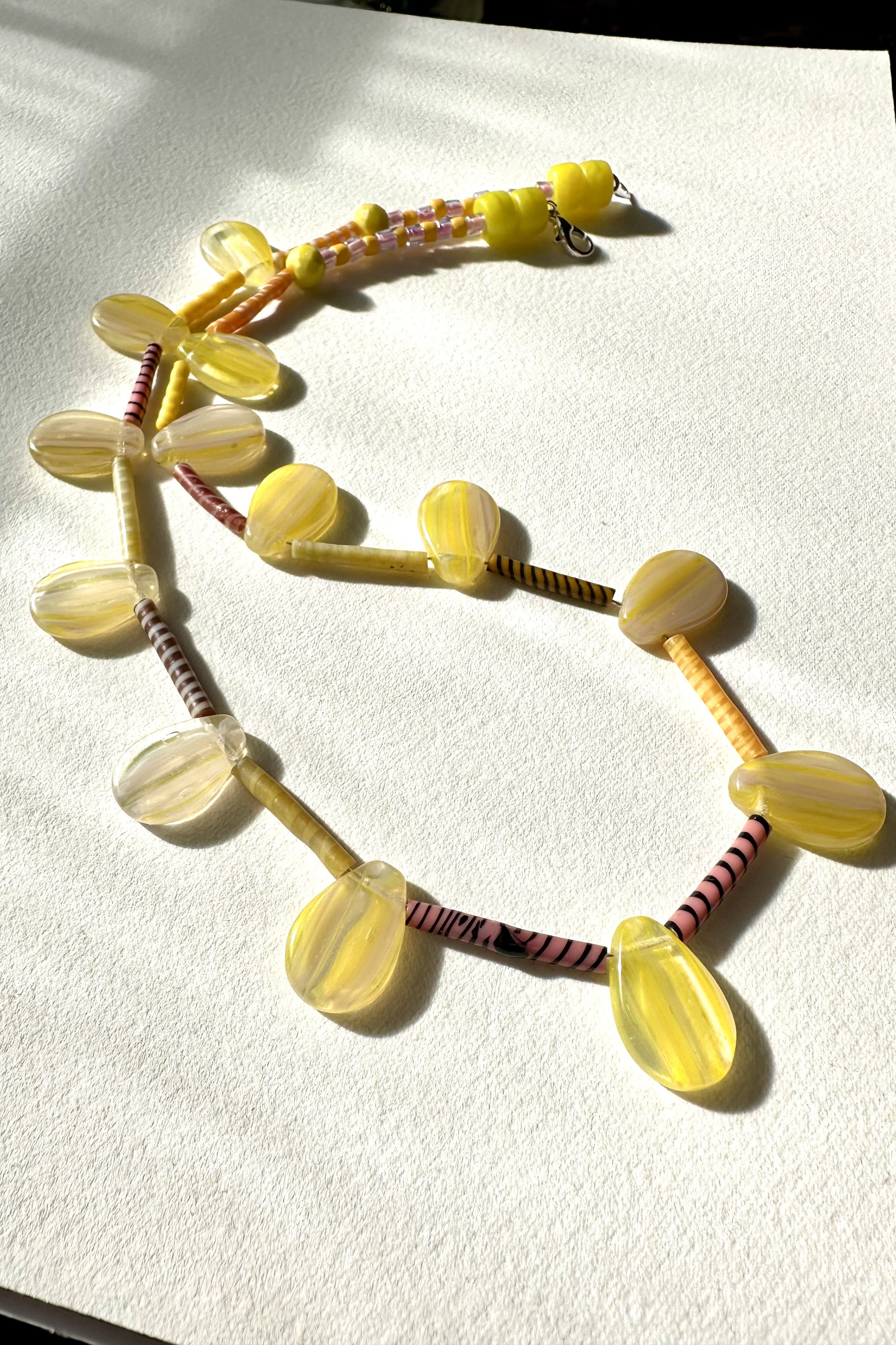 yellow glass petal collar