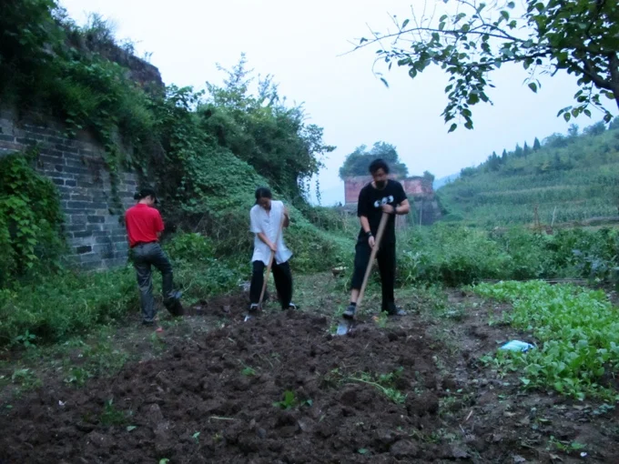 Working on the temple garden