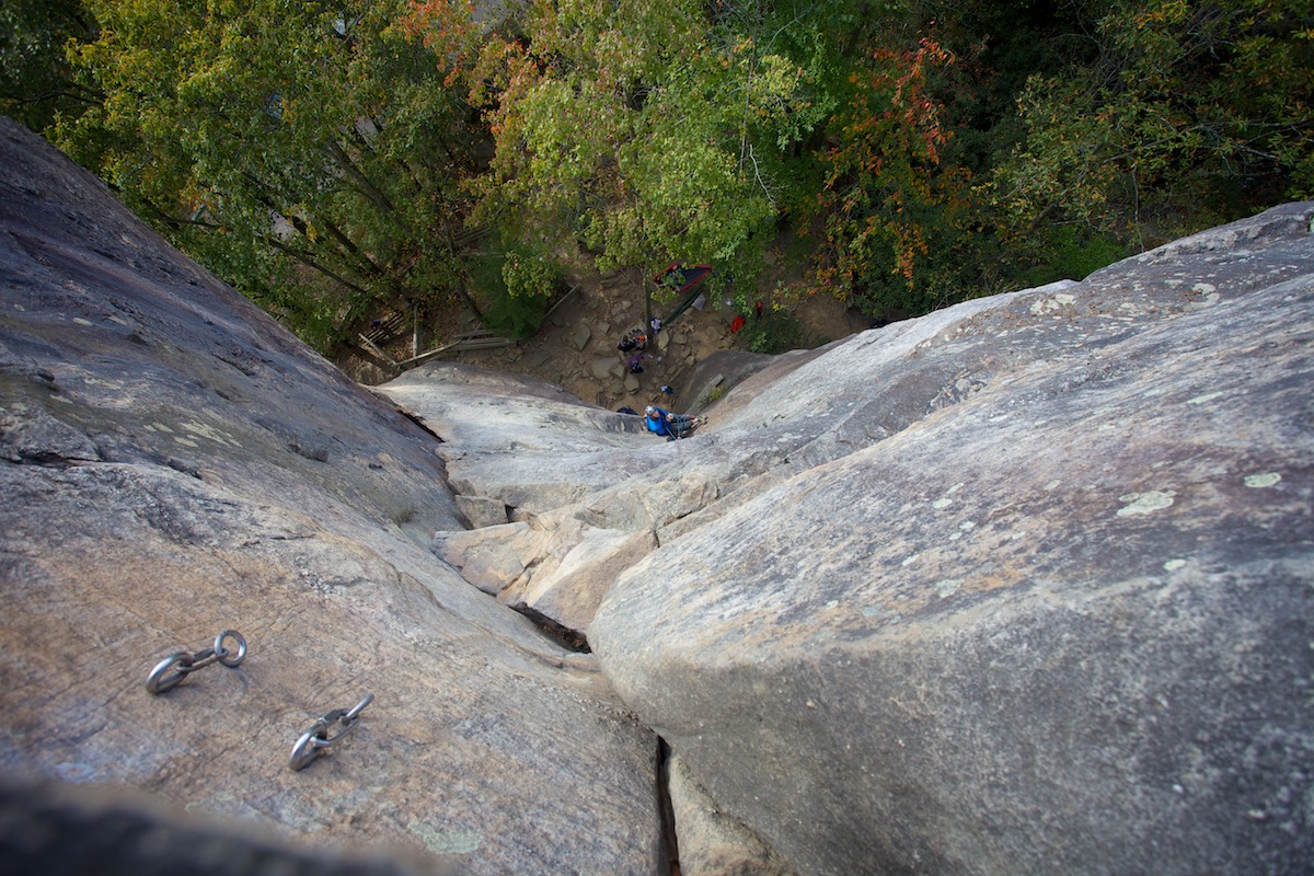 View looking down face at New River Gorge