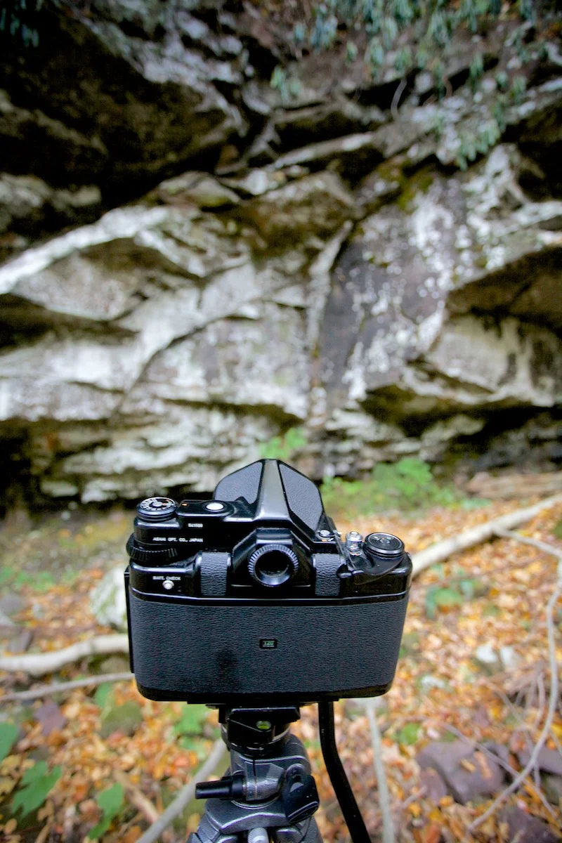 My big Pentax during a shoot along a creek near where we camped