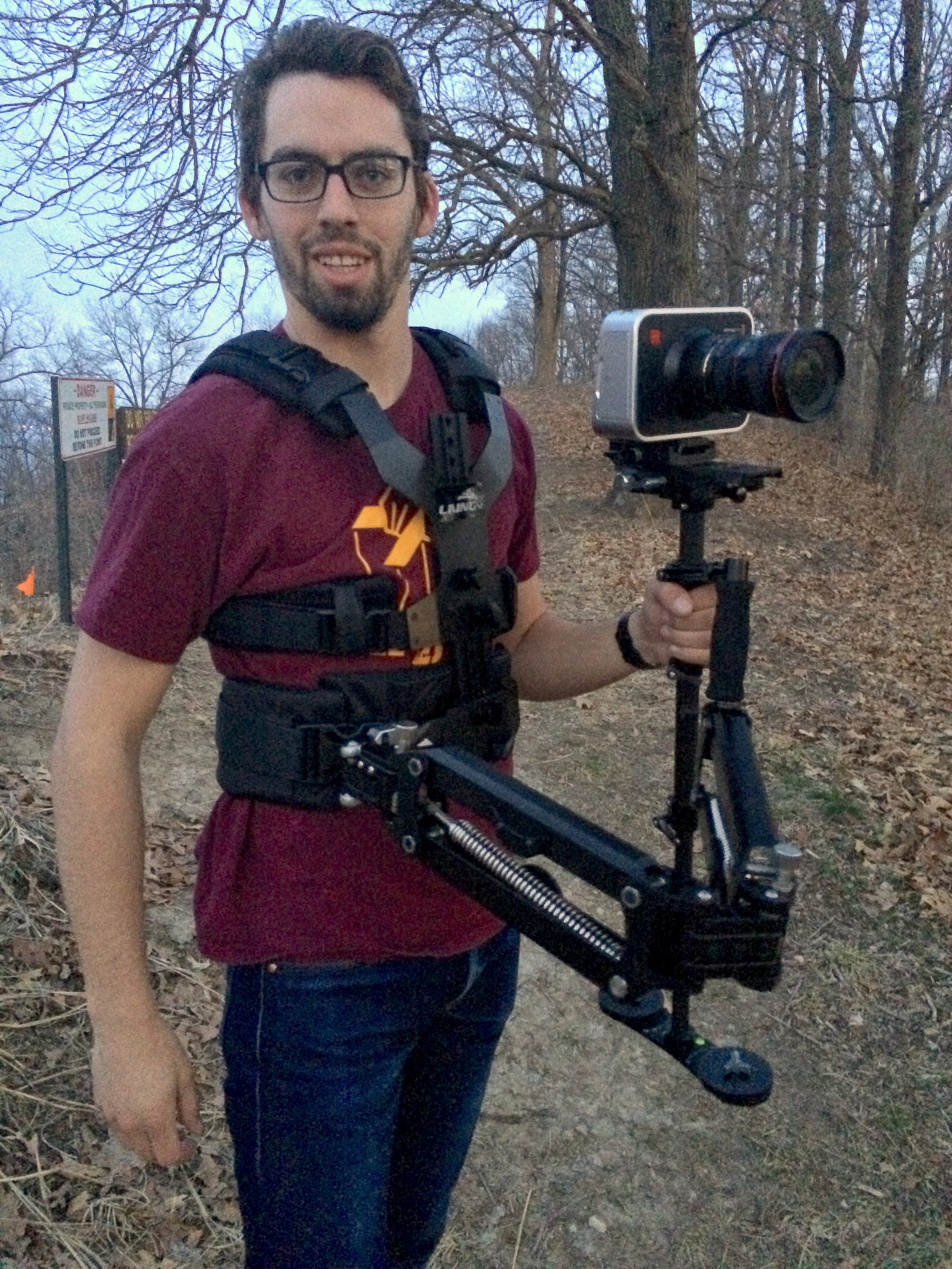 Shot of me with the BMPC and Glidecam while waiting for the light