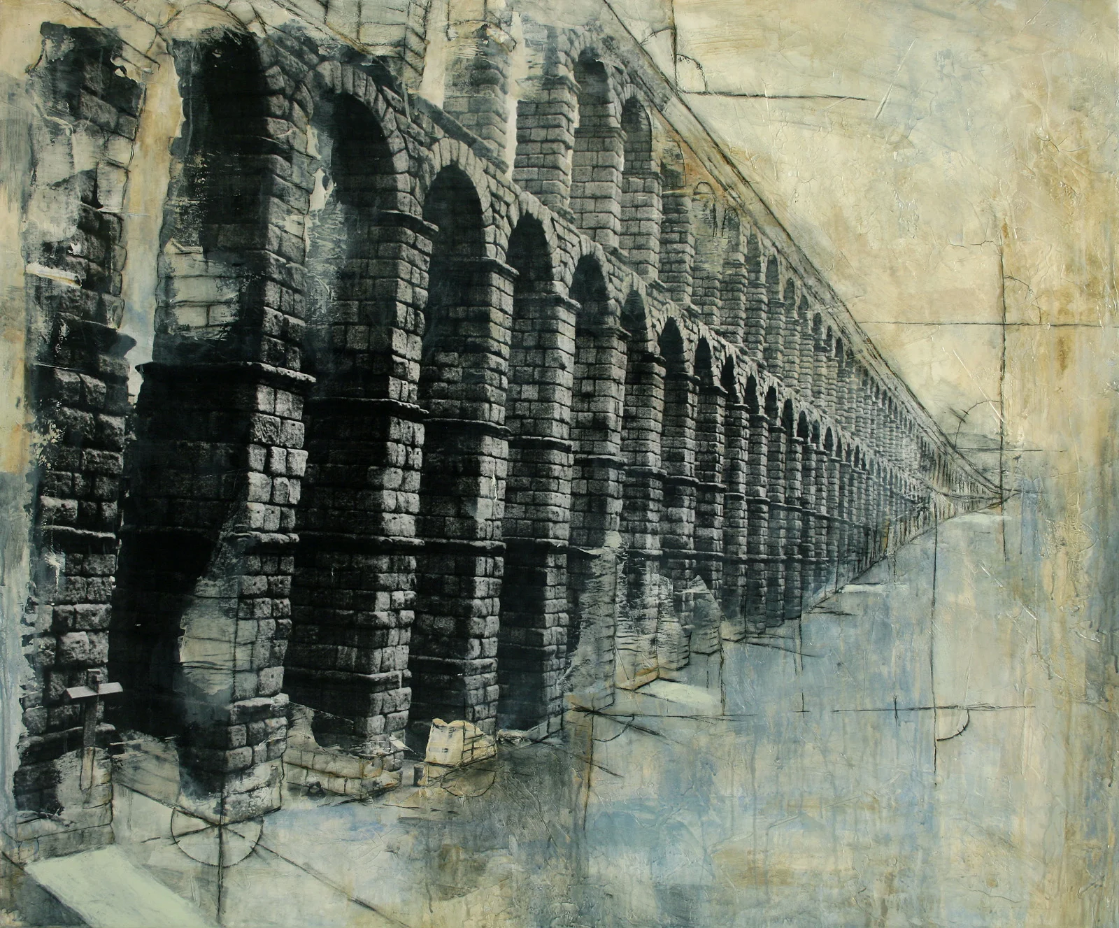 Aquaducts Spain Mixed Media on Canvas 48"x40", 2009