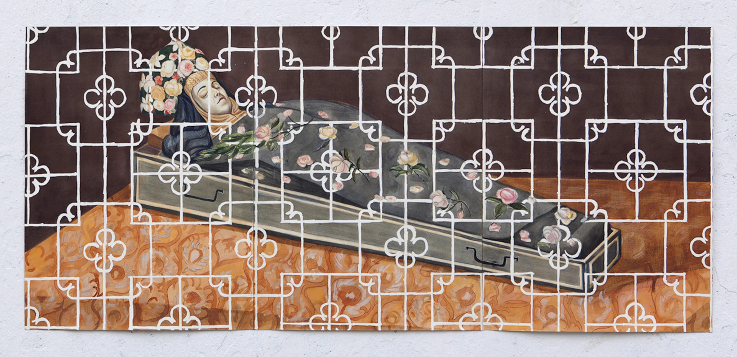 Monja Muerta no. 2 2013 watercolor and crayon on paper 24 x 54 inches