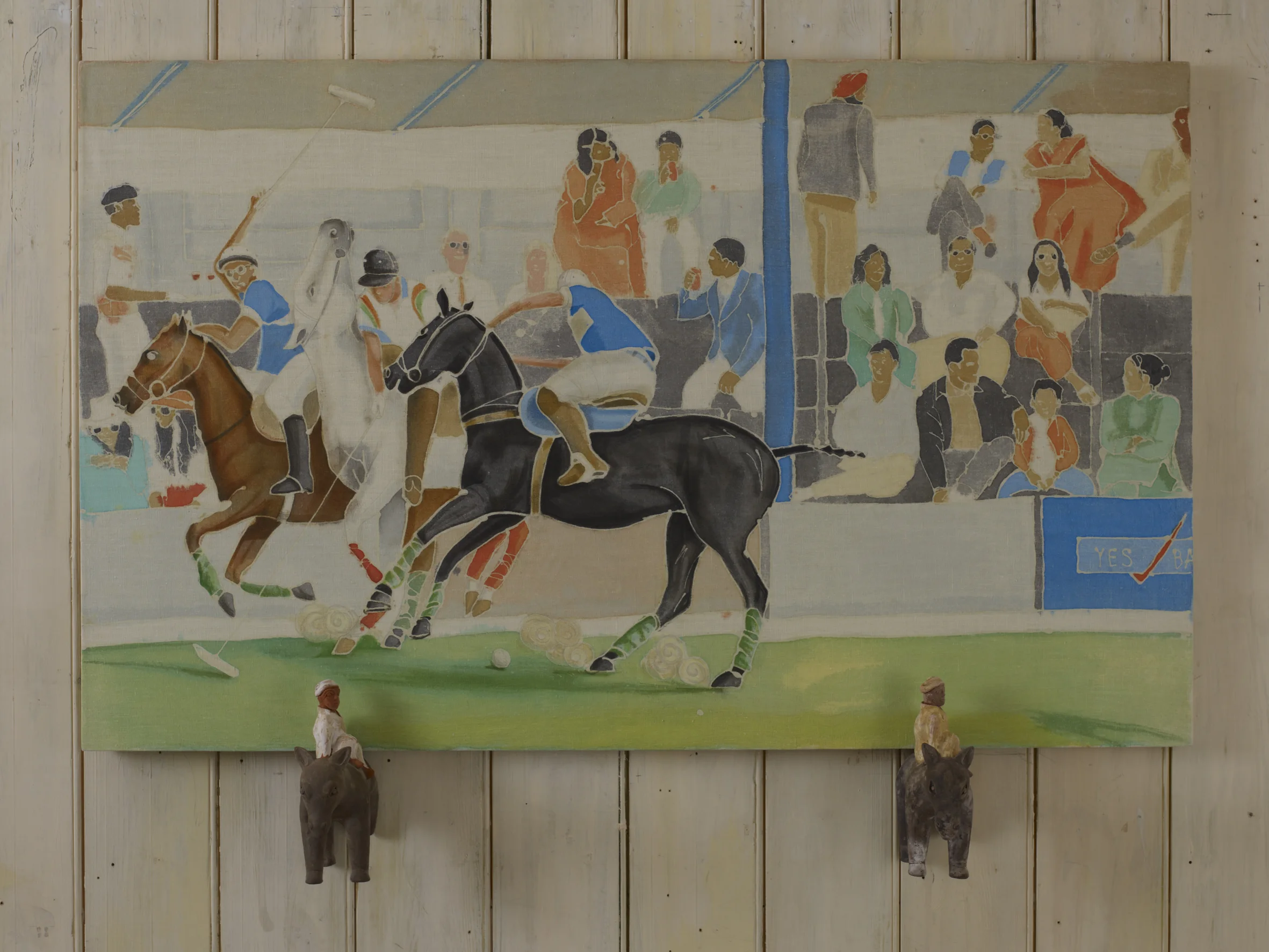 Yes Bank Indian Masters 2013 wax-resist acrylic ink and oil paint on linen, terracotta 36.75 x 51 x 9 inches