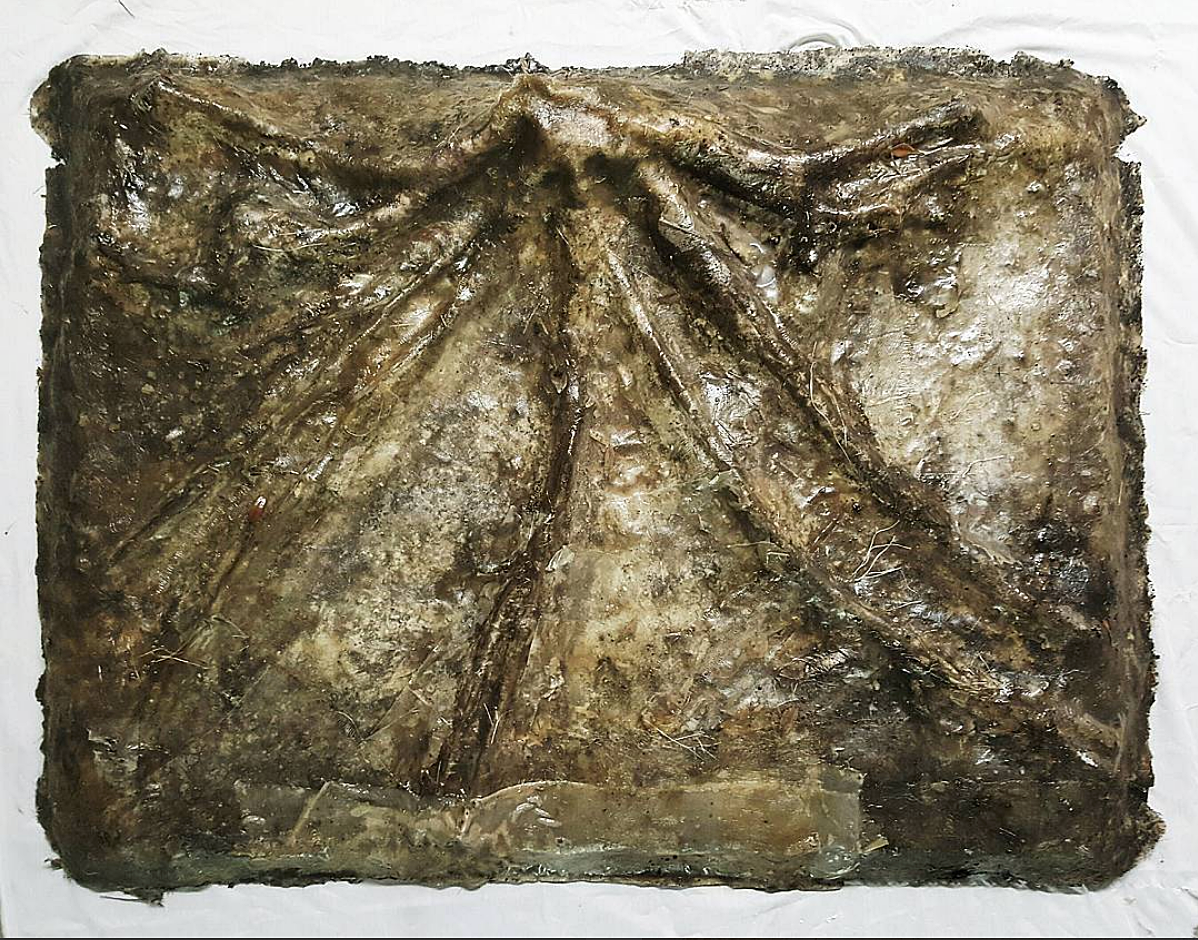 Reap III 36x48 Fiberglass, cloth, dirt