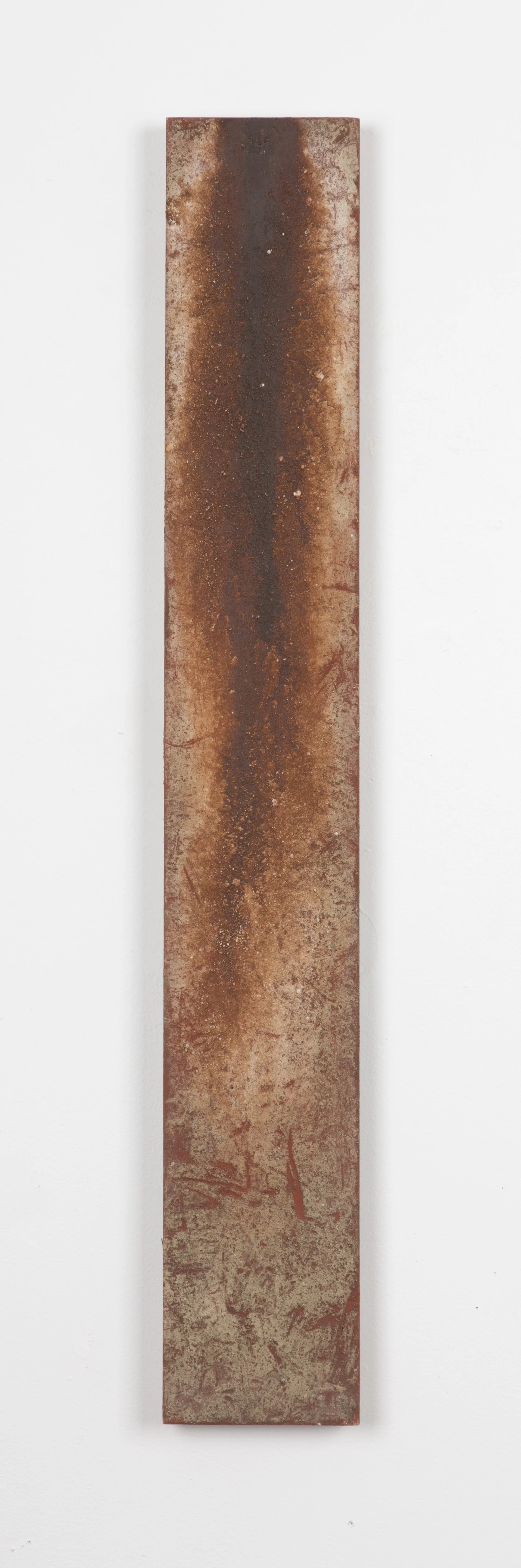 "Erosion 20", 2018,
Hand-made oil paint from foraged clays on wood, 31.6” H x 4.75” W x 1.5” D