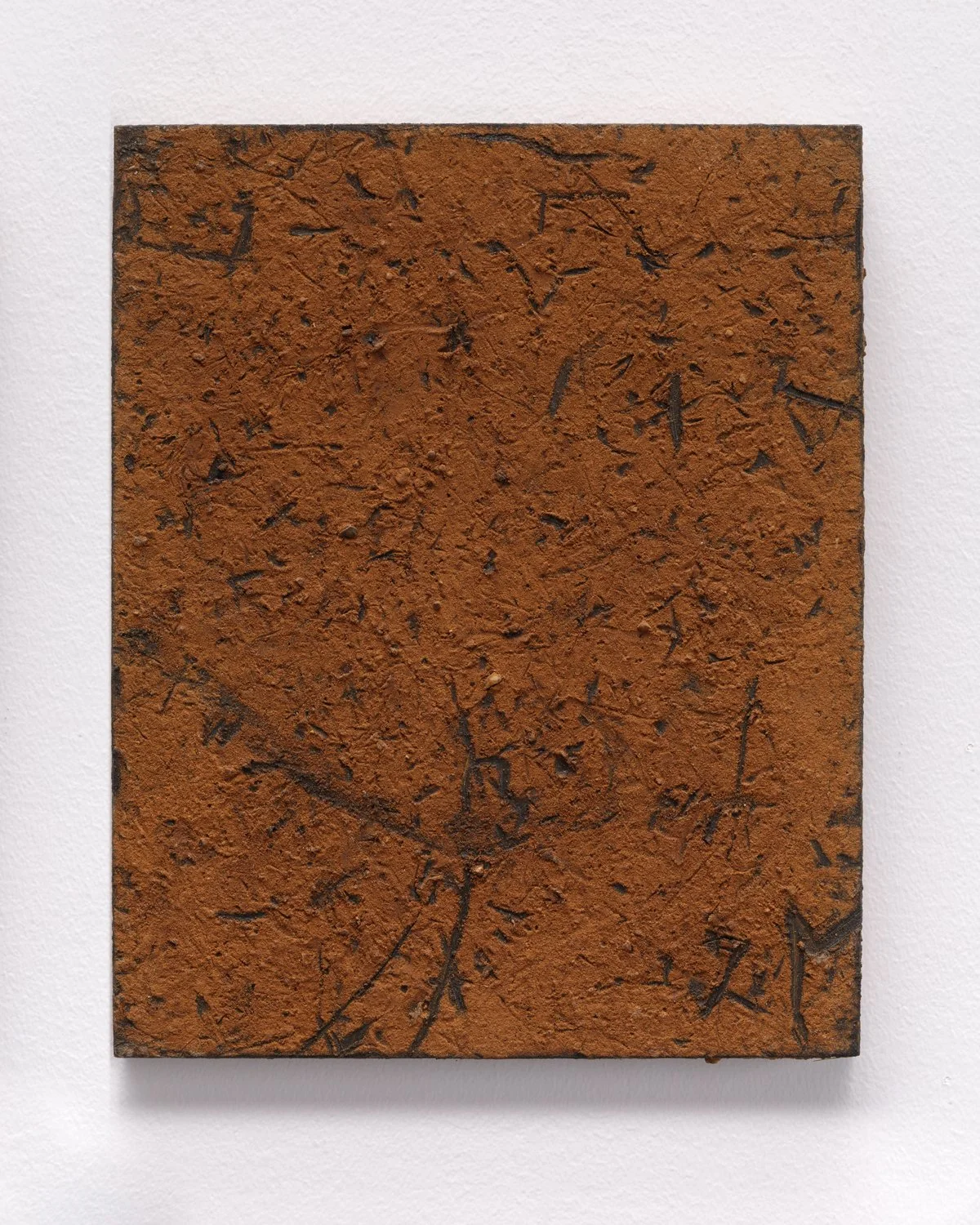 "Trace 113",  2020, Hand-made oil paint from foraged clays on wood, 10” x 8”