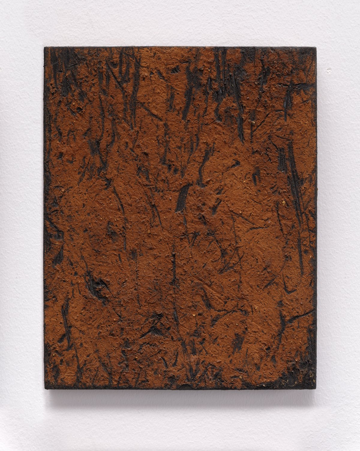 "Trace 105", 2020, Hand-made oil paint from foraged clays on wood, 10” x 8”