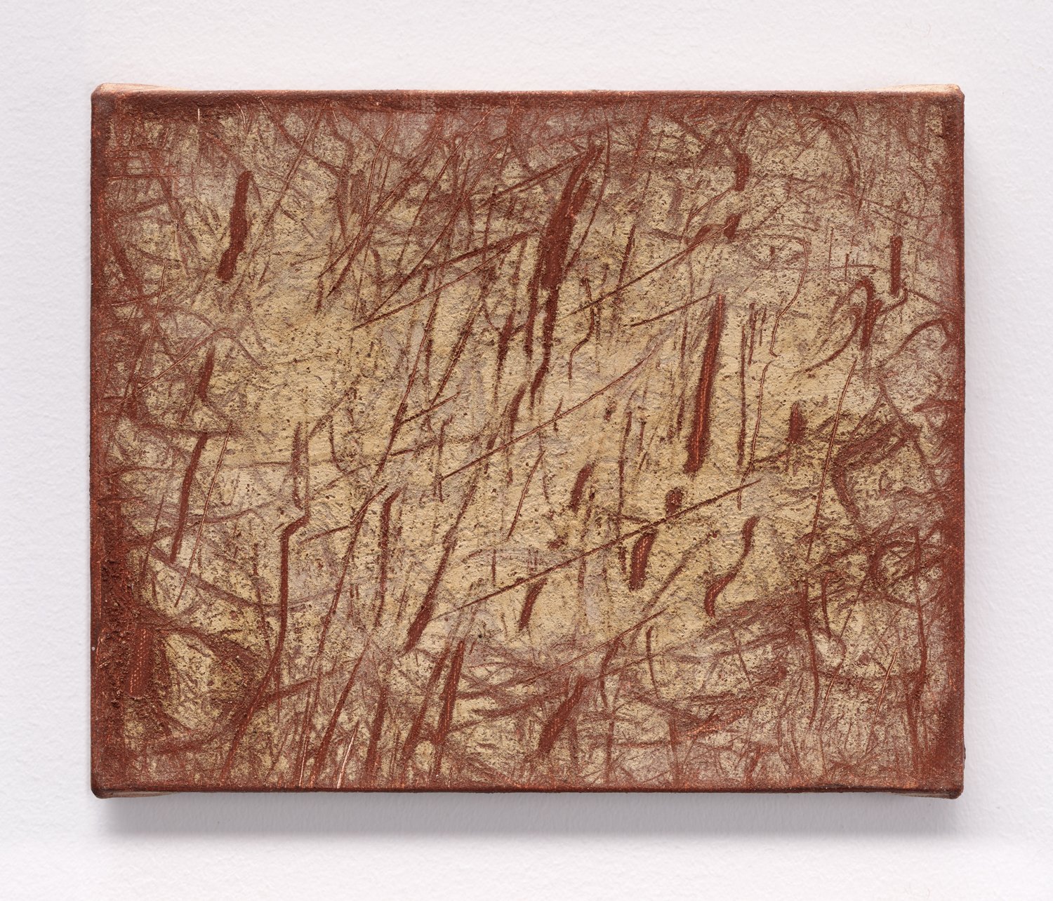 "Trace 95", 2023, Hand-made oil paint from foraged clays on linen, 8” x 10”