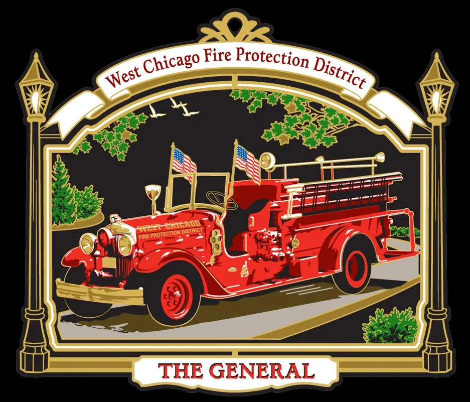2010- The General In 1934 a big new truck, nicknamed "The General," came to West Chicago from the General Manufacturing Company of St. Louis. The handsome machine had a 113-horsepower, six-cylinder motor capable of speeds up to 70 mph. Its high-speed centrifugal pump discharged water at the guaranteed rate of 500 gallons per minute. The truck was in regular service until 1960, and then placed on reserve. It provided needed service in the 1962 American Legion fire.
