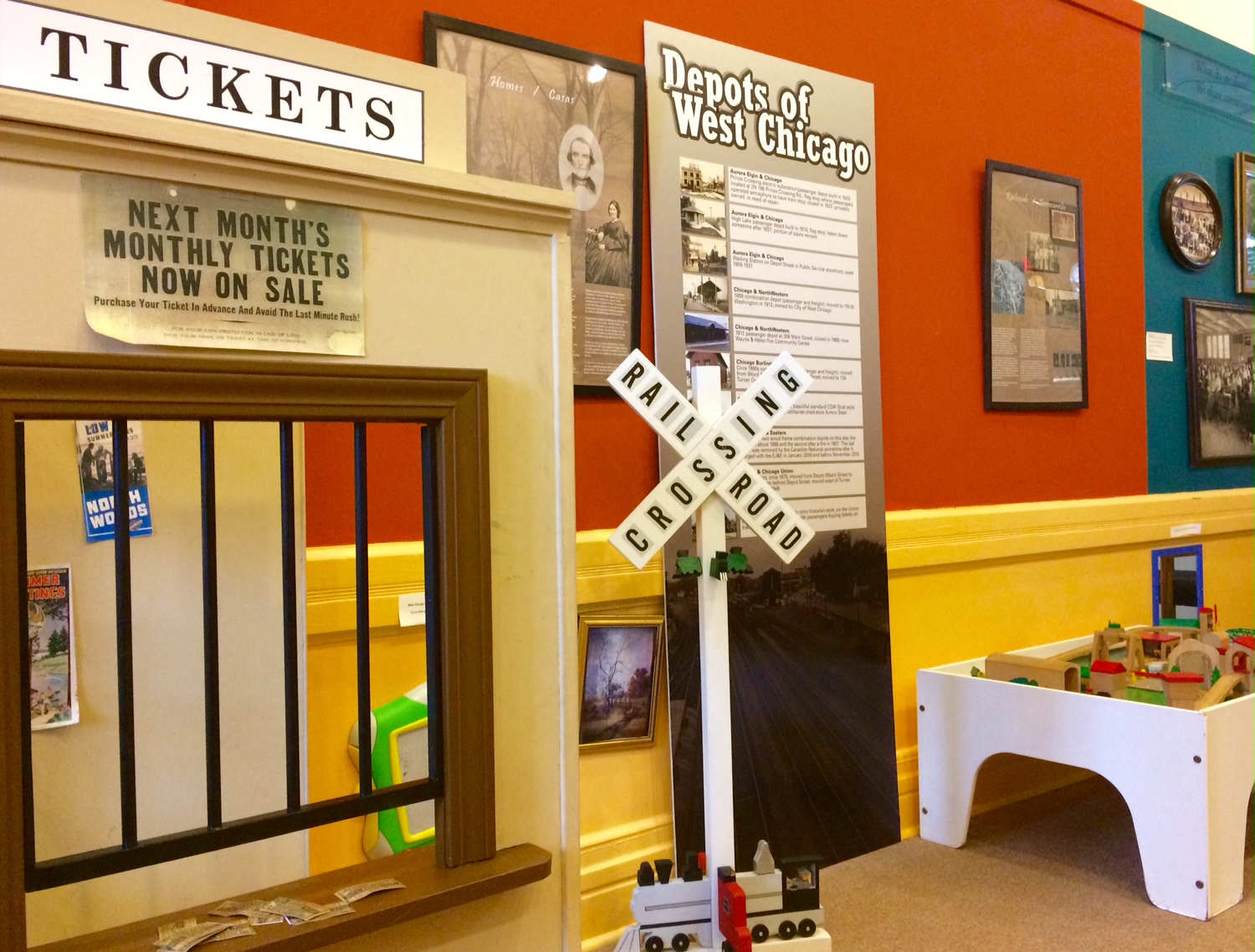 Ticket Depot and Train Table in our second-floor kids area.