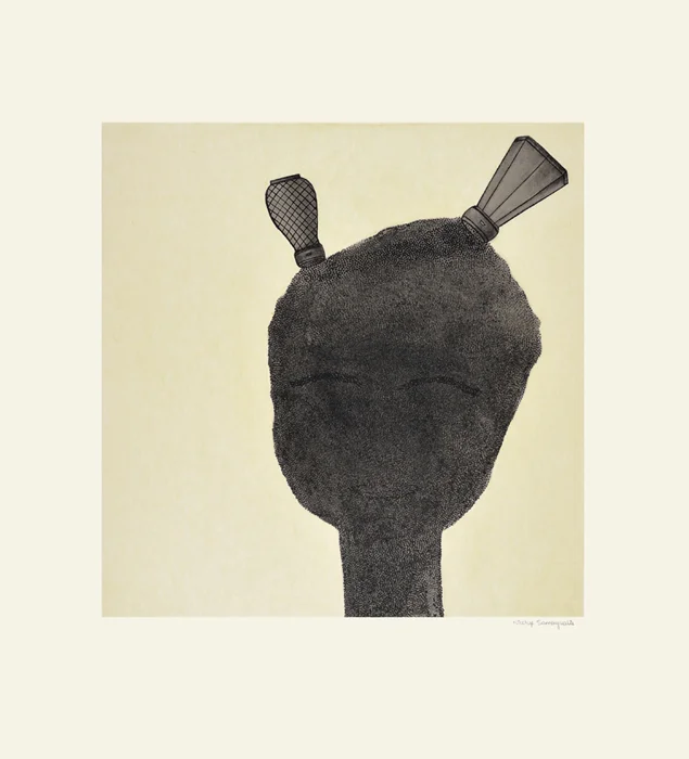 Nicotye Samayualie SALT & PEPPER Etching & Chine Colle 2015 62 x 56.7 cm $900.00 CDN Released in the 2015 collection Dorset ID#: 15-08