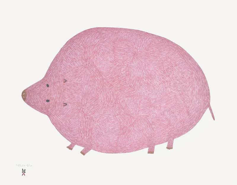 Saimaiyu Akesuk PINK LEMMING Stonecut & Stencil 2015 61.7 x 78.5 cm $900.00 CDN Released in the 2015 collection Dorset ID#: 15-in02