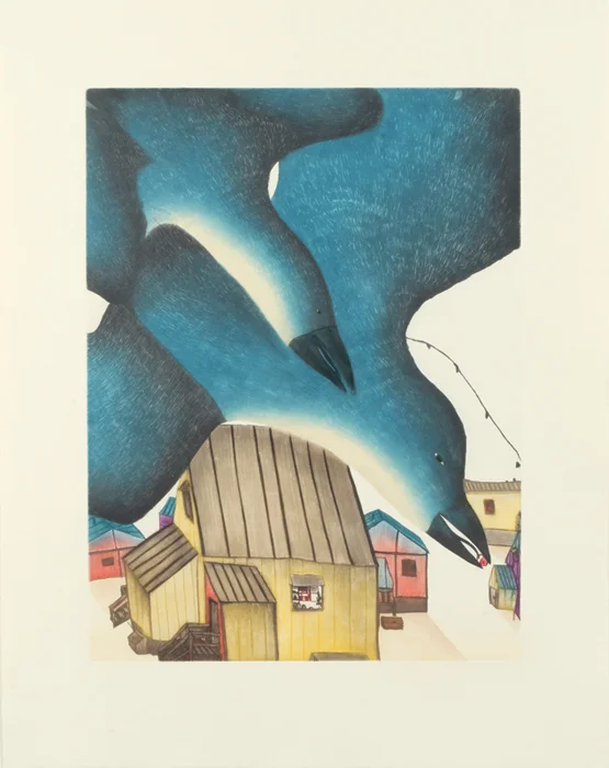Ningeokuluk Teevee TULUGAK’S VIEW Etching & Aquatint 2013 81.5 x 63.5 cm $900.00 CDN Released in the 2013 collection Dorset ID#: 13-12