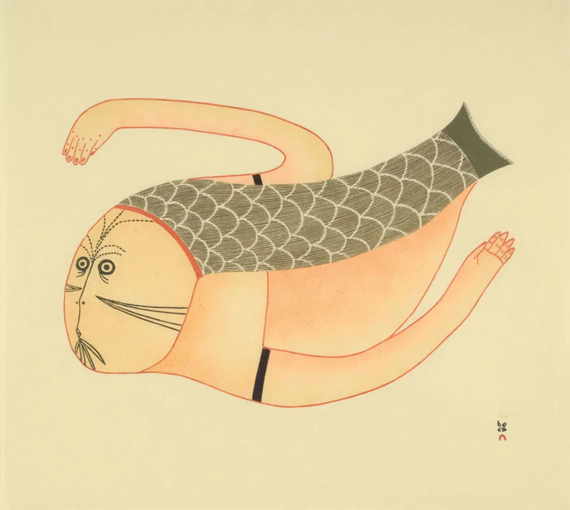 Ningeokuluk Teevee DIVING SEDNA Stonecut & Stencil 2010 62 x 68.7 cm $600.00 CDN Released in the 2010 collection Dorset ID#: 10-24