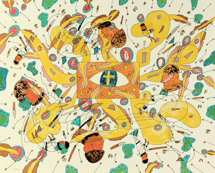 Qavavau Manumie WILD WORLD Lithograph 2007 51.2 x 66.7 cm $700.00 CDN Released in the 2008 Spring collection Dorset ID#: 08S-09