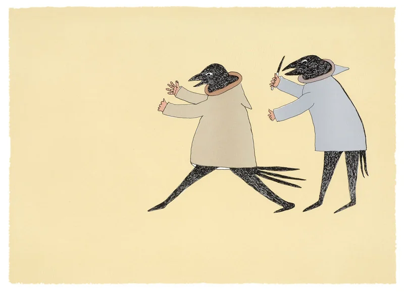 Ohotaq Mikkigak THE CHASE Lithograph 2006 41 x 57 cm $450.00 CDN Released in the 2006 collection Dorset ID#: 06-28