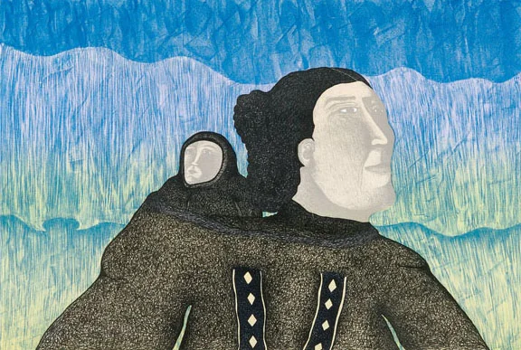 Pitaloosie Saila NORTHERN LIGHTS Lithograph 2005 56.5 x 76.4 cm $700.00 CDN Released in the 2005 collection Dorset ID#: 05-29