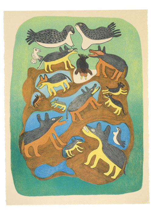 Meelia Kelly ARCTIC MENAGERIE Lithograph 2003 76.5 x 57 cm $500.00 CDN Released in the 2003 collection Dorset ID#: 03-15