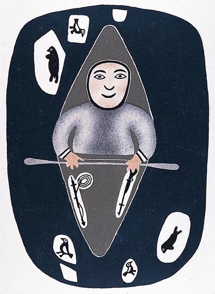 Meelia Kelly HOPEFUL YOUNG HUNTER Stonecut & Stencil 2001 62.2 x 49.5 cm $400.00 CDN Released in the 2001 collection Dorset ID#: 01-19